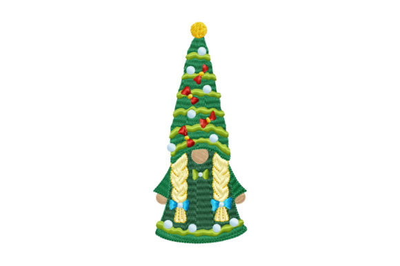 Gnome Girl Christmas Tree Embroidery